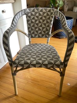 Woven Rattan Bistro Chair with Arms