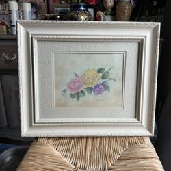Shabby Chic Flower Picture With Frame