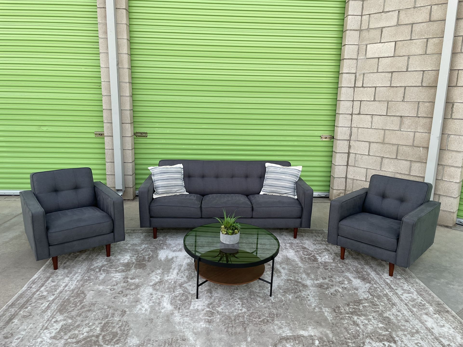 *Free Delivery* Gray Modern Living Spaces Couch Sofa Chair Set