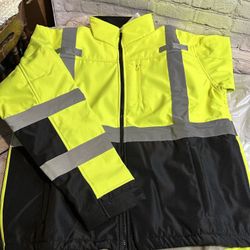 NEW Extra Large Reflective High Visibility Jacket; 3 Pockets (1 Is Zippered) Size X-Large
