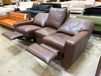 NEW! OMNIA LEATHER Pebbled Espresso Brown 3 Piece Manual Reclining Sofa with Ottoman
