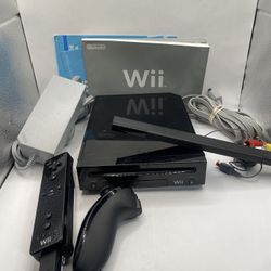 Nintendo Wii Console Authentic OEM Black w manual, Cables , And Wires