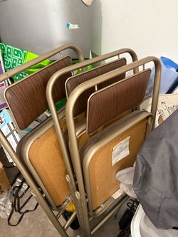 Lot of 3 Vintage Mid-Century Samsonite Metal & Vinyl Folding Chairs 1970s