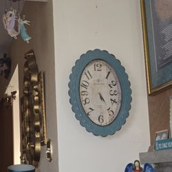 Turquoise Decorative Metal Clock