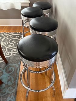 Set of 4 Retro Chrome Bar Stools