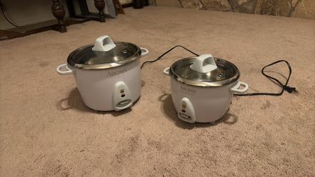 2 Aroma Stainless Steel Rice Cookers - Large & Small