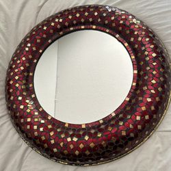 Red And Gold Glass Mirror