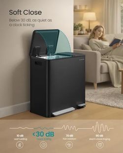 Kitchen ULTB770BZ01 – 13 + 5.3 Gallon (50 + 20 Liter) Dual-Compartment Steel Trash and Recycling Bin