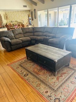 Ashley’s Sectional sofa /3  Recliners + table +. Carpet