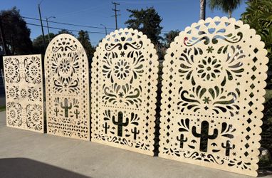 ๐ต๐บ๐๏ธ๐Papel Picado Back Drops 6 Ft 3.5๐ต๐บ๐๏ธ๐โจโญ๏ธ Wide With Stands Birch Mdf