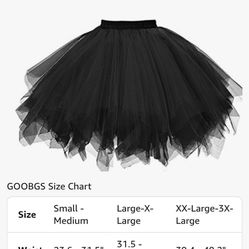 GOOBGS Musever Bubble Skirt Tulle Petticoat. Size S-M