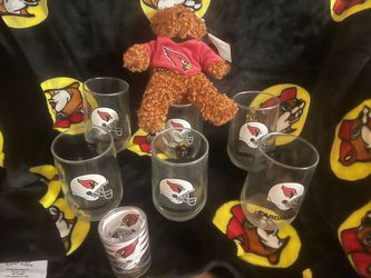 NFL Arizona Cardinals Vintage Glasses and Plushie
