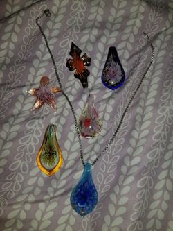 Hand made glass blown necklace charms from Spain