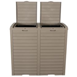 Outdoor Trash Can 62 Gallon – Heavy Duty Resin Garbage Bin, Double Lid & Tray, Halloween Party