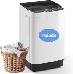 2.0 Cu Ft Compact Washing Machine, 16 lbs Portable Washing Machine with 8 Wash Programs, Compact Laundry Washer for Homes & Apartments, Dorm, Small Sp