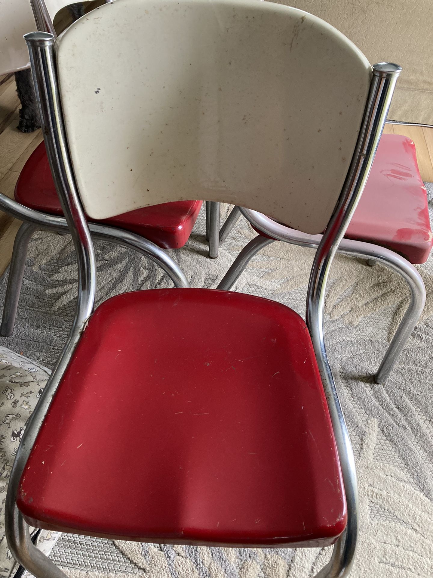 Set of 4 - 1940’s Rare Vintage Mid Century Metal Dinette Chairs.  Need Dusted and Cleaned 