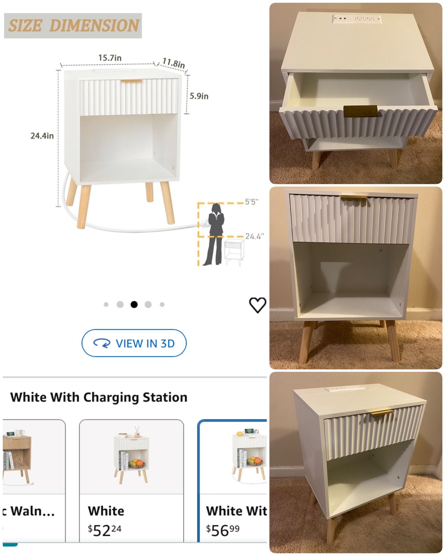 End Table W/Charging Cable $35