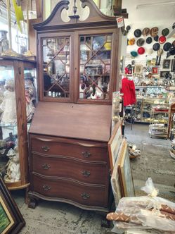 Vintage Mahogany Secretary Desk with Hutch