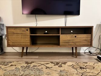 Mid Century Wood TV Bench