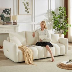 Modern Cloud Sofa Couch, Comfy Upholstered Boucle Couch with 24.7'' Deep Seat, 3 Seater Sofa Oversized Loveseat