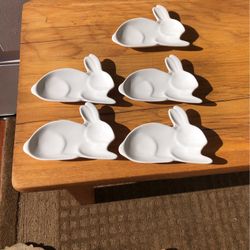 Small White Ceramic Bunny Dishes 