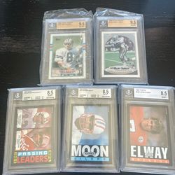 5 nice older graded slab Football cards, Elway, Manning, Moon, E. Smith BGS 9.5