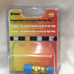 Propane natural gas excess flow male plug