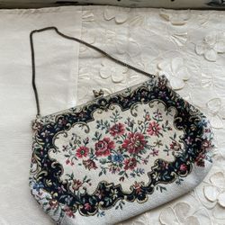 Vintage The Halle Bros Co Floral Clutch 