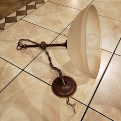Free Light fixture Bristol Collection 1-Light Nutmeg Bronze Pendant with Tea-Stained Glass Shade by  Hampton Bay