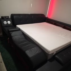 King Size Premium Leather Bed With Massage Seat And Ample Storage Space.