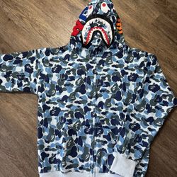 Bape Shark Zip Up Hoodie Sky Blue 