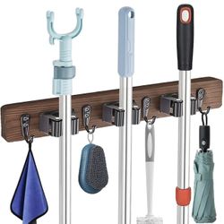BRAND NEW Rustic Solid Wood Holder Garden and Kitchen Garage Tool Organizer Wall Hanger for Home Goods (3 Positions with 4 Hooks)