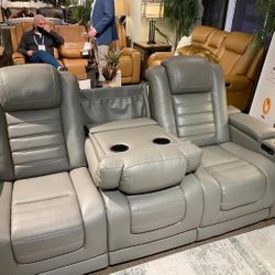 Real Leather Power Recliner Sofa Same Day Delivery By Ashley 