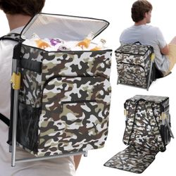 Camouflage Insulated Backpack Cooler with Foldable Seat - 40 Cans, 24 Hour Cooling, Cooler Chair