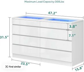 White dresser with LED