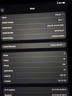 NEW IPAD AIR 13 INCH M2 WITH SCREEN PROTECTOR AND CASE
