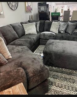 Best Price 🔥New Oversized Dark Slate Comfortable Sofa/Sectional With Cuddler🌟 Showroom Available 👌