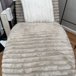 Plush Beige Chaise Lounge