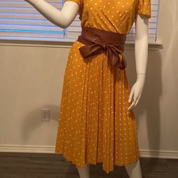 Mustard Yellow Polka Dot Dress 16(1X)- Arlington 