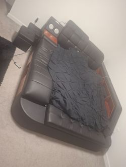 Luxury bed black leather