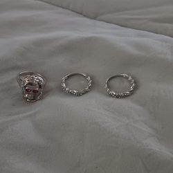 3pc Skull Ring Set