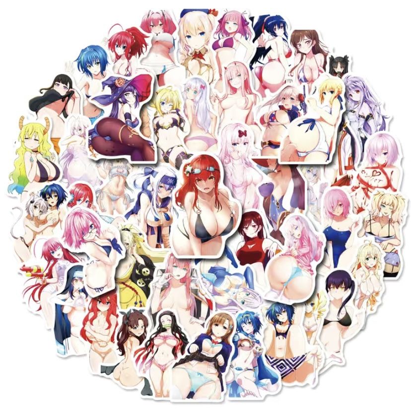 50pcs Cute Anime Girls Waifu Japanese Hentai Sexy Stickers