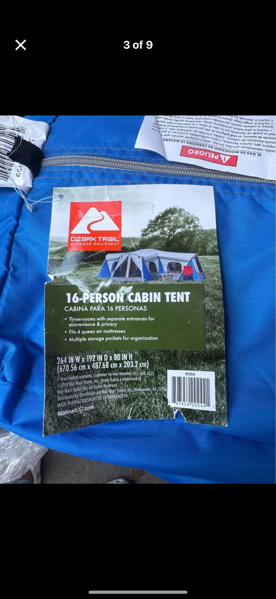 Ozark Trail 16 Person Room Family Cabin Tent, with Entrances