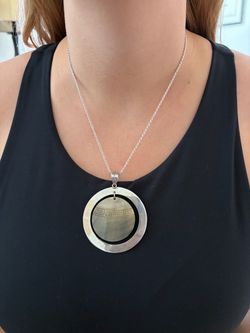 925 Alberto Luzzi Signed Mother Of Pearl Pendant Statement Necklace