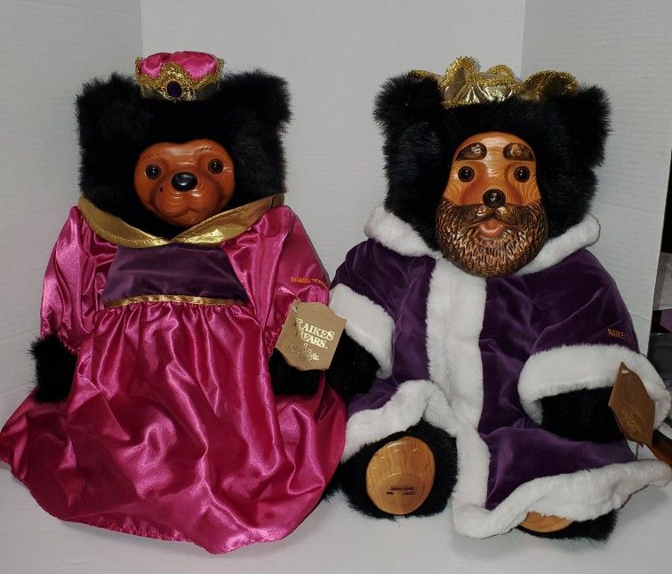 ROBERT RAIKES Royal Court King William & Queen Mary- Hand Carved Bears VINTAGE