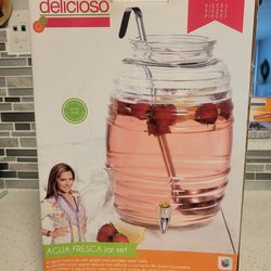 Simplemente Delicioso Glass Jug 2.5 Gallon with Spigot, Ladle & Lid Rubber Seal