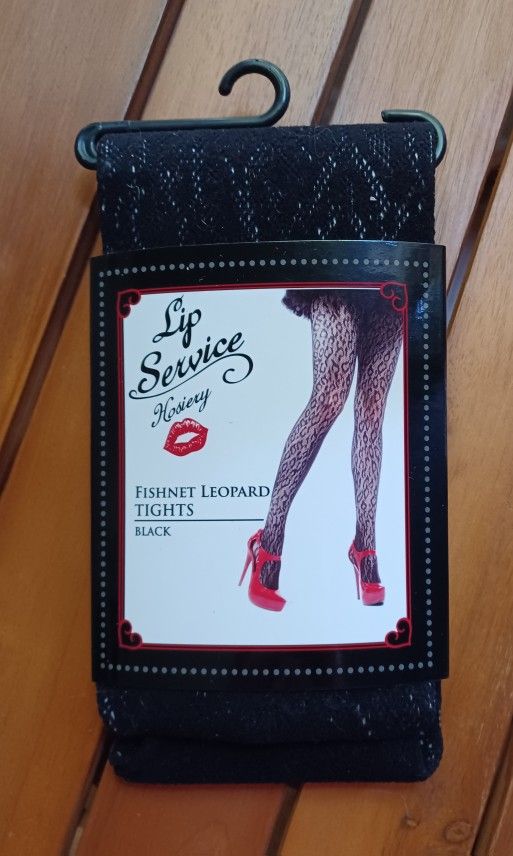 RARE Lip Service Fishnet Leopard Tights – Black – NEW in Package