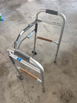 Medline Folding Walker with Wheels – 2 Pack