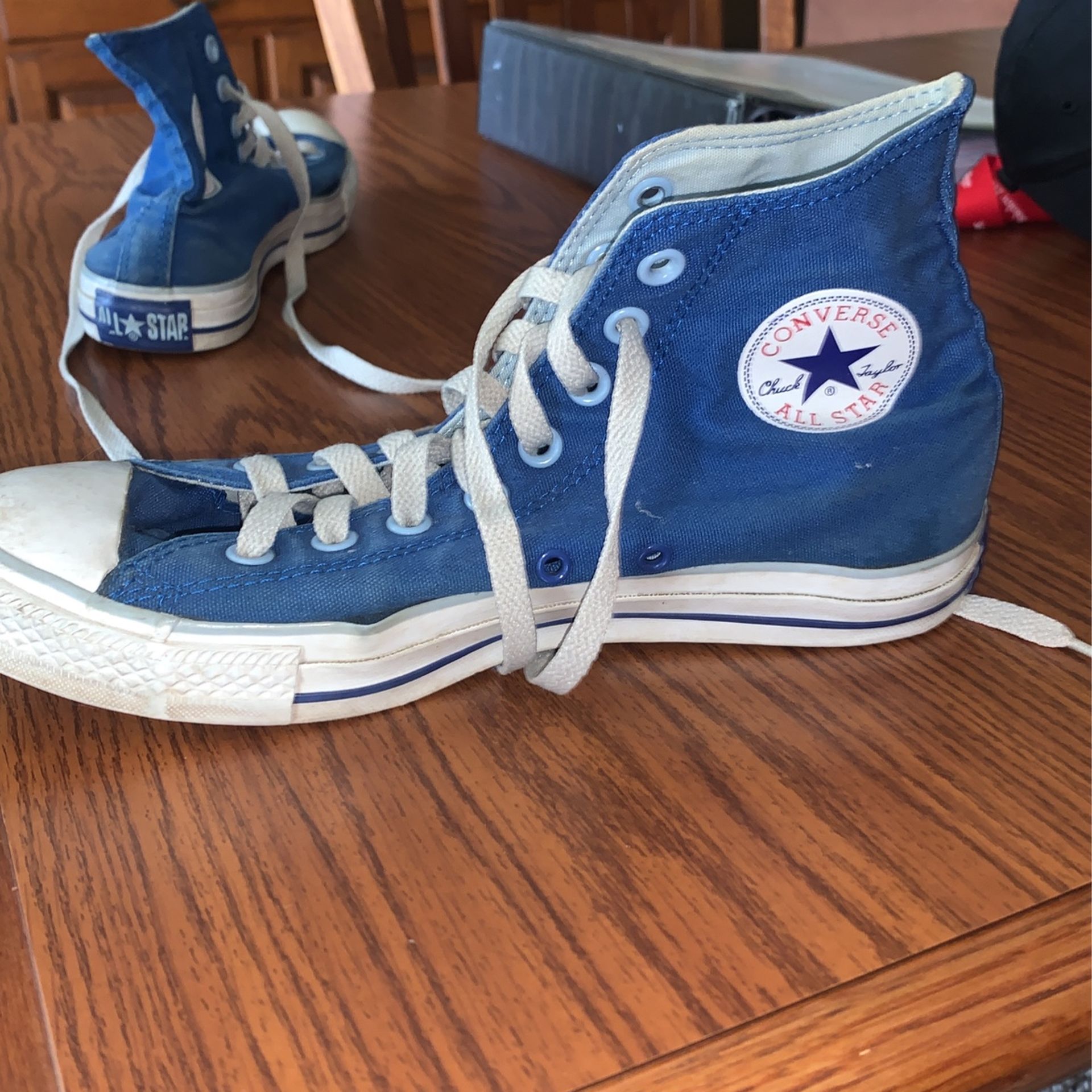 Vintage Blue Converse Chuck Taylor All Star High Top Skate Shoes 