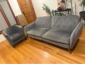 Grey couch sofa and accent chair